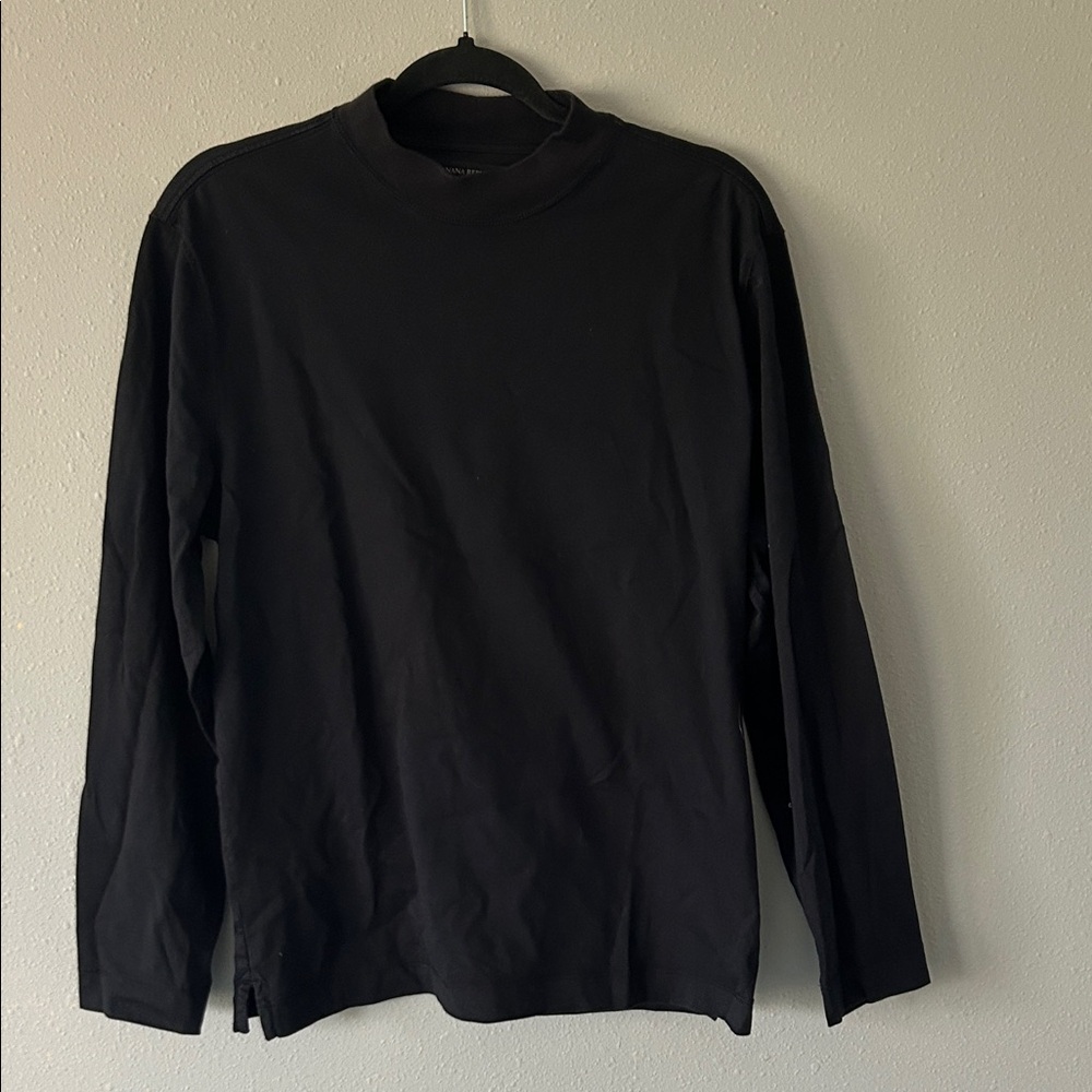 Banana Republic Men's Jet Black Long Sleeve Mock Neck Tee